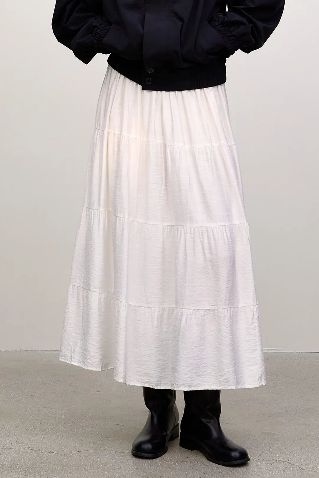 오브오브 [17차] Liv Tiered Banding Skirt_White 상품 이미지 1