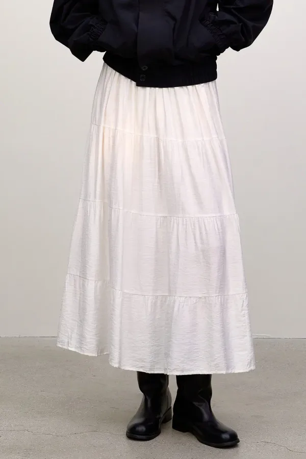 [17차] Liv Tiered Banding Skirt_White