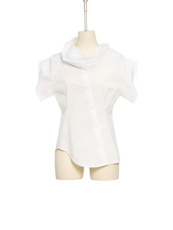 PF25 WHITE DIAGONAL BUTTON UP SHIRT