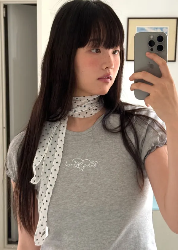 PATTERN SHEER SCARF -  WHITE DOT