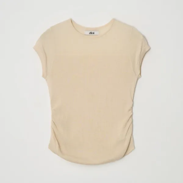 Orel Cap Sleeve Shirring Knit ts_2Color