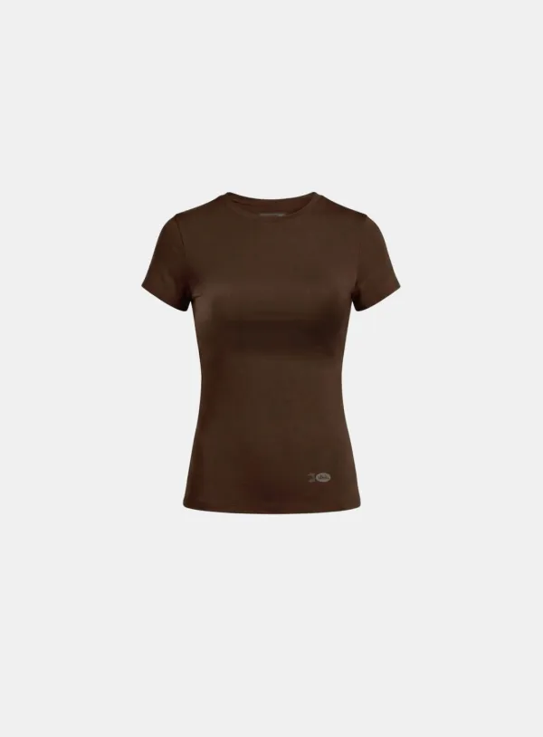 [w-tee26-089] Everyday Crew Neck Short Sleeve T-Shirt - Brown