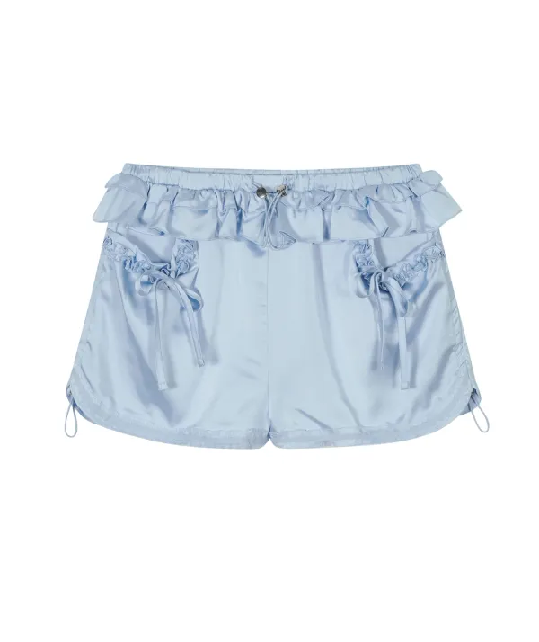 Shiny Ruffled Shorts [Sky Blue]