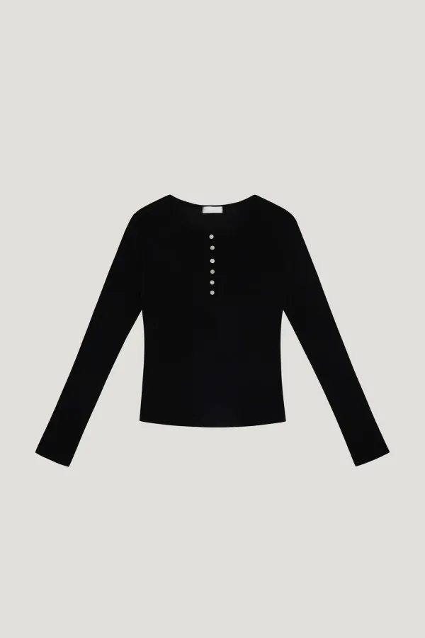 Tencel Button Tee (black)