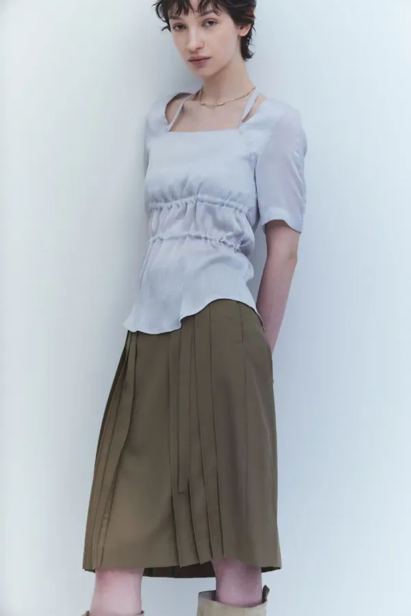 Pleats Midi Skirt