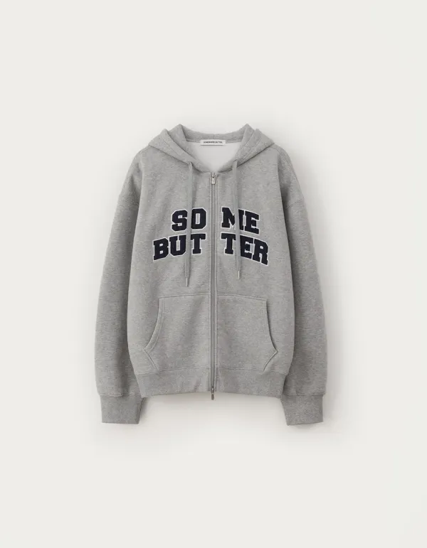 Corduroy Logo Hoodie Zip-Up - Grey