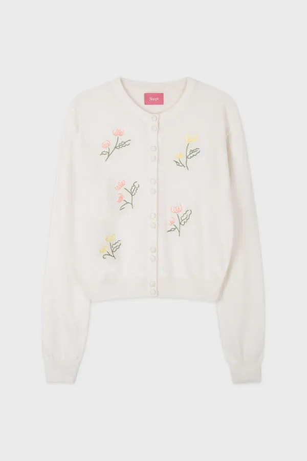 Flower Drawing Cardigan (Ivory)