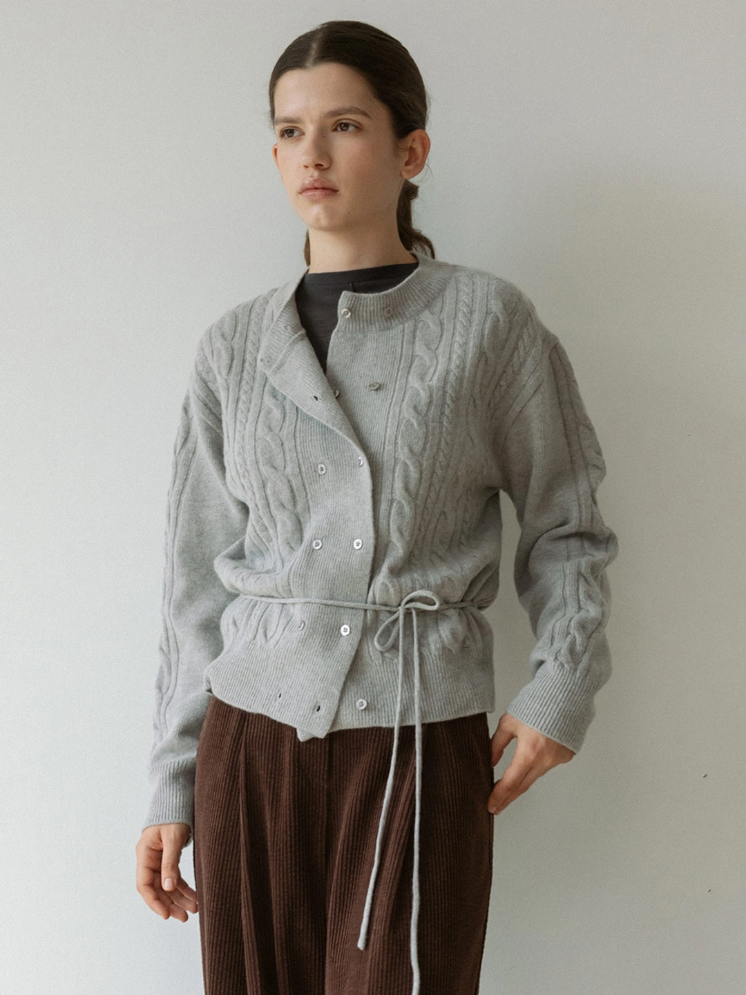 루에브르 Double Cable Wool Cardigan SK5WD417_3color 상품 이미지 2