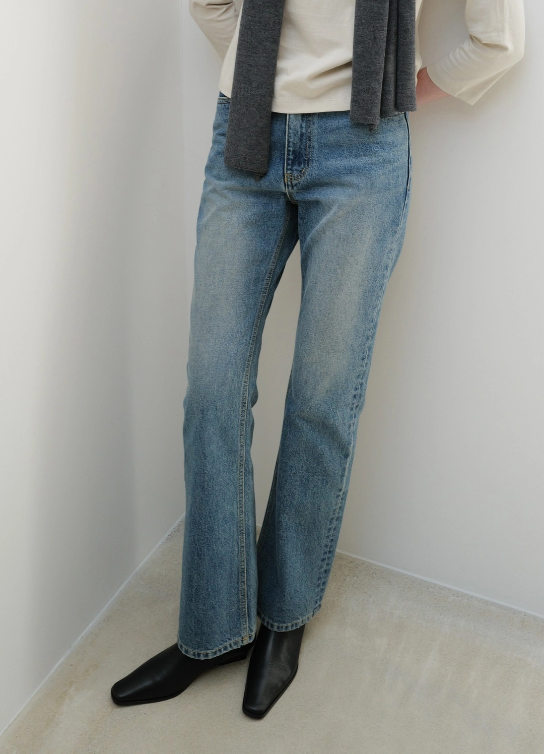 렉스핑거마르쉐 Washed Bootcut Denim Pants / Light Blue 상품 이미지 1
