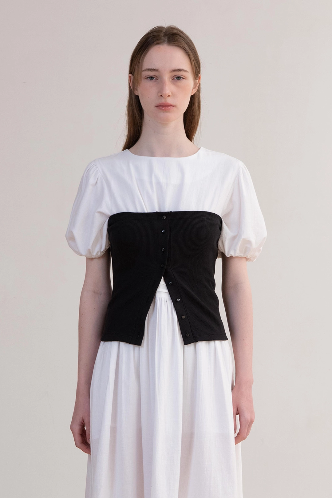 오브오브 Rev Button Bustier Top_Black 상품 이미지 2