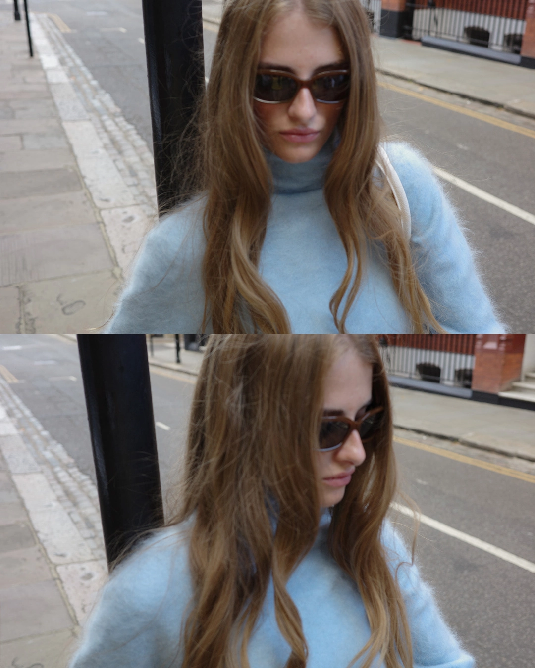누아르나인 Hairy High Neck Knit [SKY BLUE] 상품 이미지 2