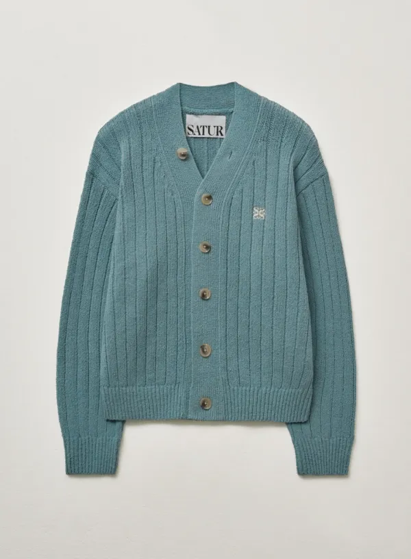 Faro Over Size Boucle Cardigan - Fog Blue