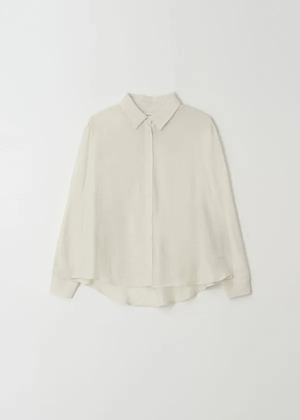 Wrinkle Button Wrap Shirts(Ivory)