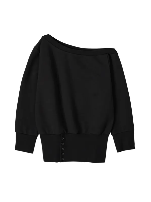 One Shoulder Sweatshirt_ Black