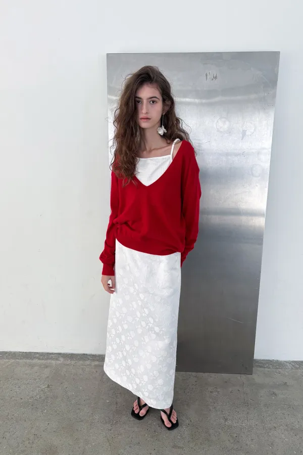 [5th Restock]  Rose Jacquard Skirt_white
