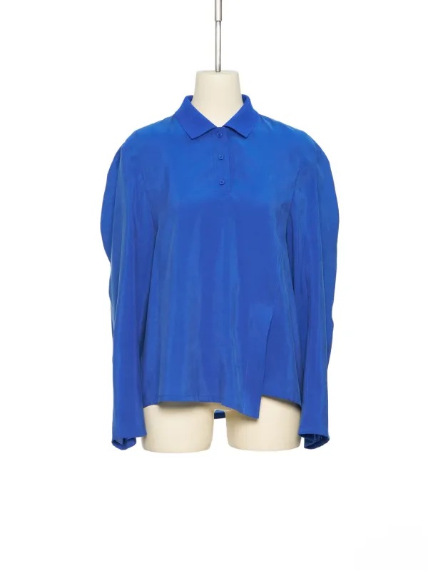 PS26 BLUE ROUND SLEEVE PIQUÉ BLOUSE