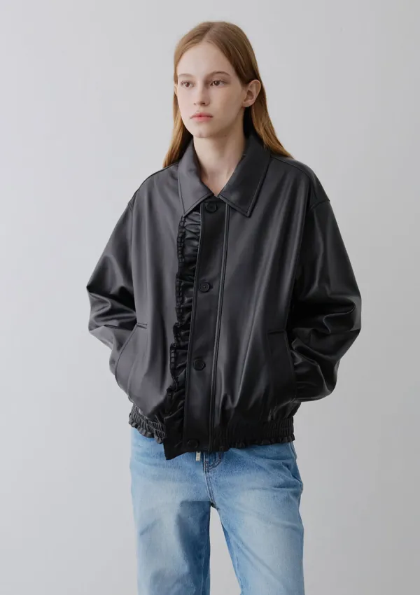 Mused Lambskin Lucky Frill Blouson - Black