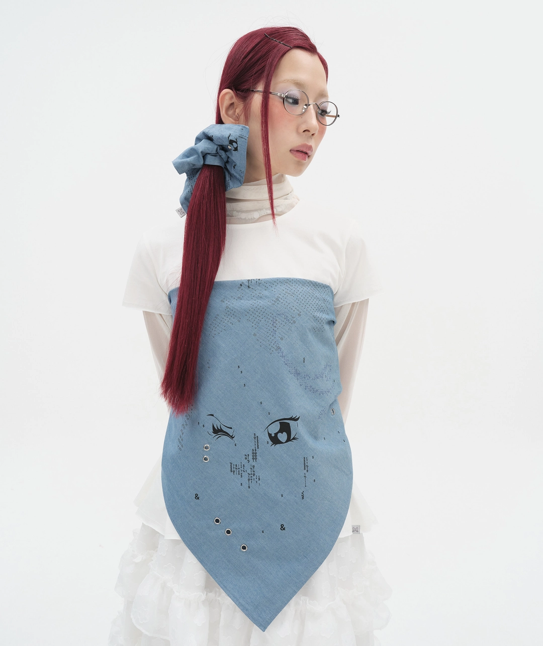 타입서비스 Oversized Eyelet Bandana [Blue] 상품 이미지 2