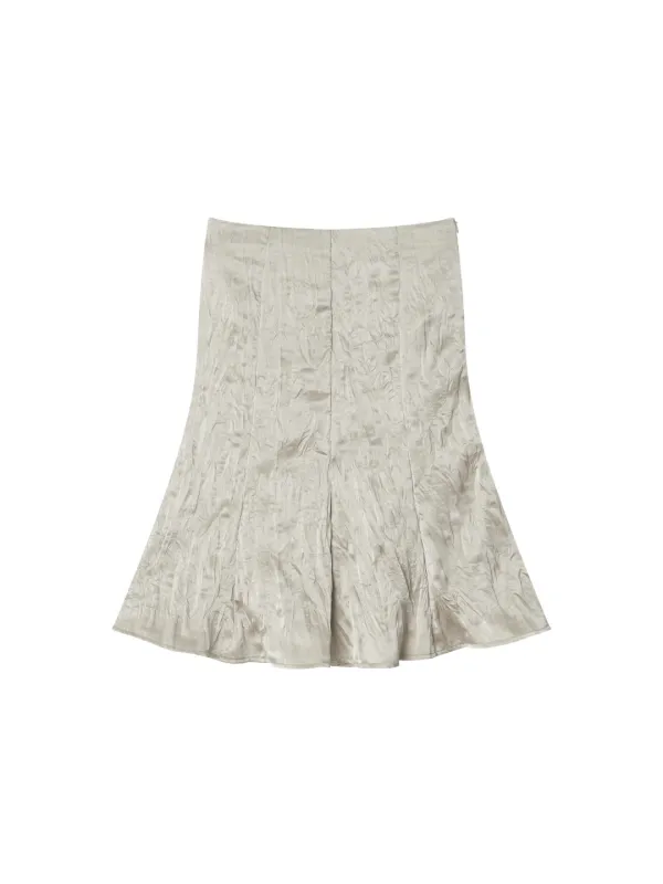 Wrinkle Midi Skirt - Nude