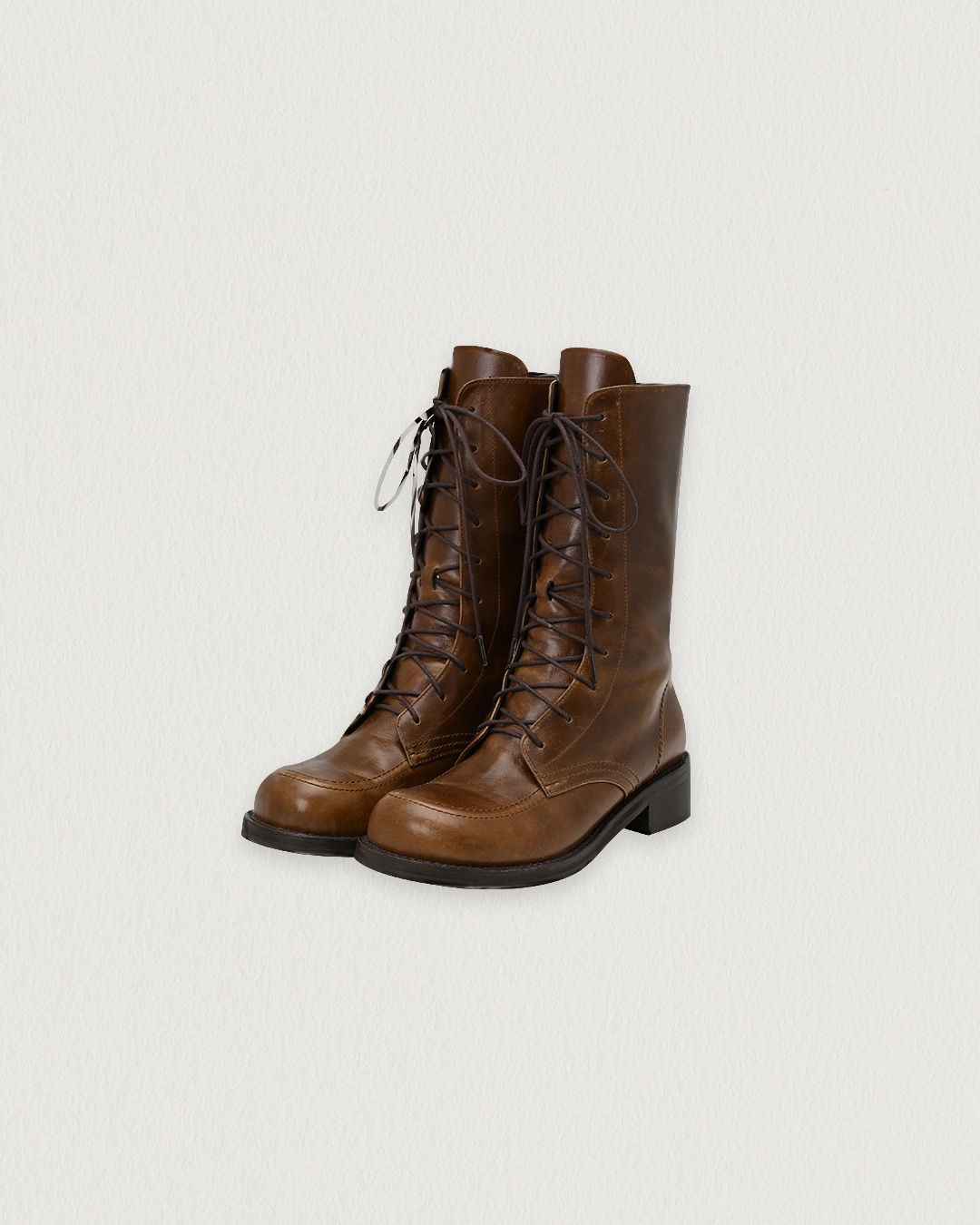 플레따 [Exclusive] flétta Handmade Lace-up Middle Boots_Brown 상품 이미지 2