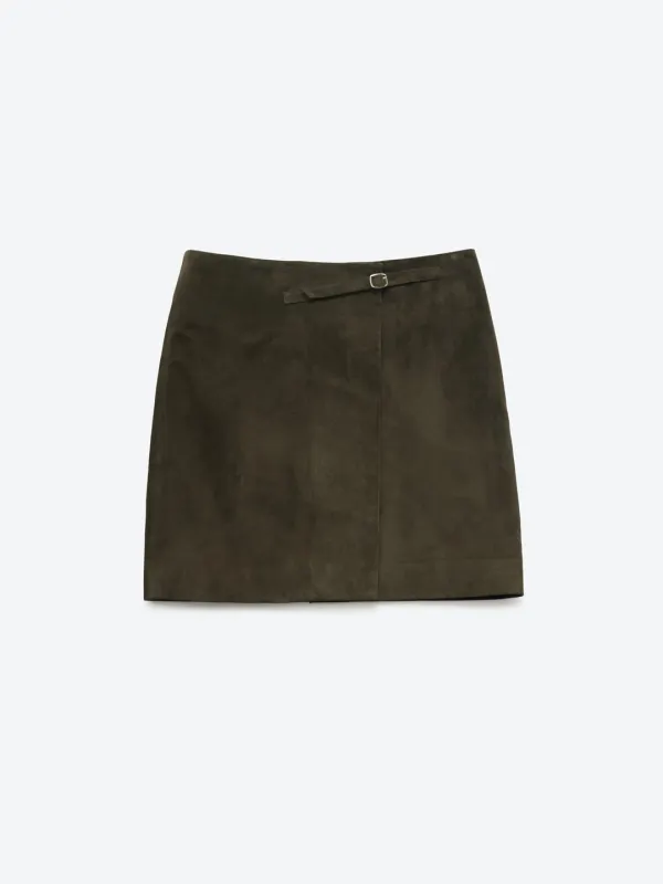 SUEDE WRAP SKIRT