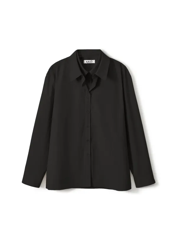 LAYERED COTTON SHIRT (BLACK)