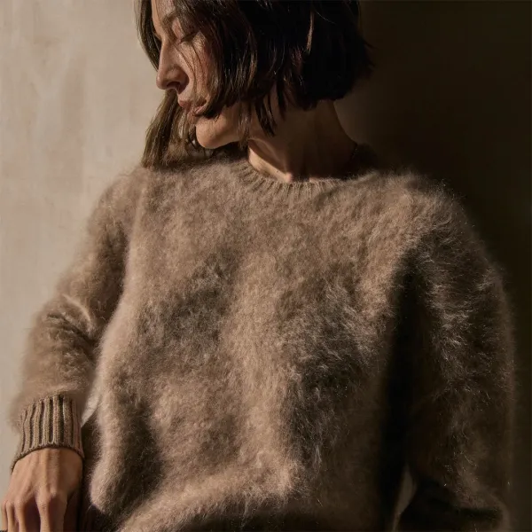 Halo Brushed Cashmere Sweater - Soft Beige