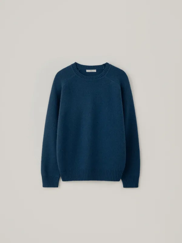 [Cashmere] Moss Round Knit - Deep Blue