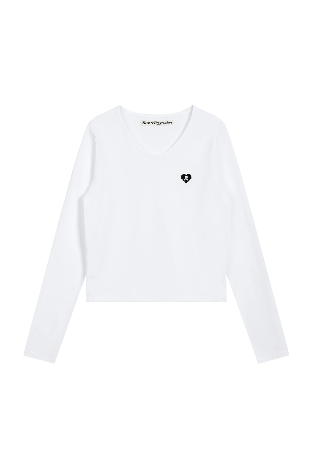 레스트앤레크레이션 V-NECK HEART LOGO LONG SLEEVE - WHITE 상품 이미지 1