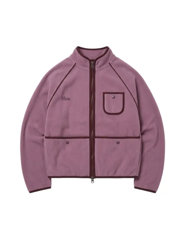 Contrast Piping Fleece Jacket_Plum