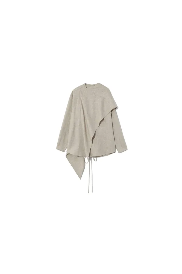 MILA WOOL SCARF WRAP JACKET [IVORY]