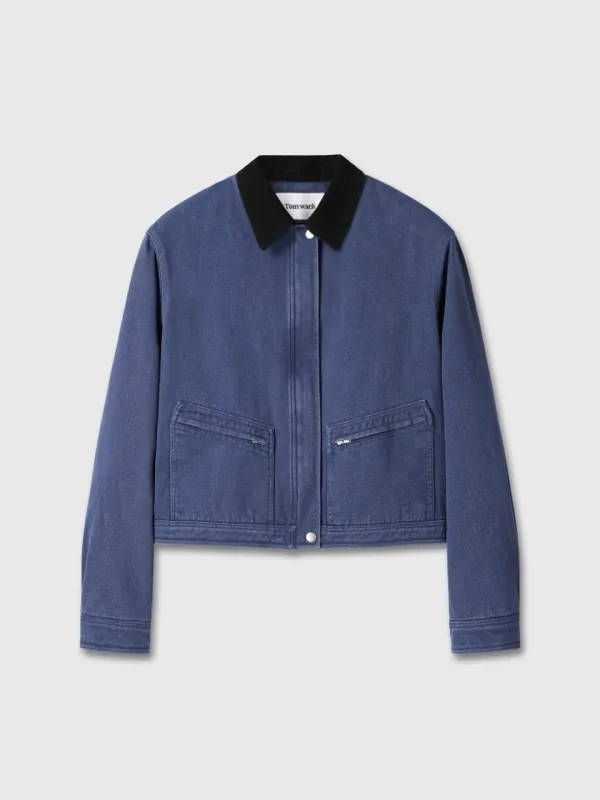 (W) CROPPED WORK JACKET_ WASHED BLUE