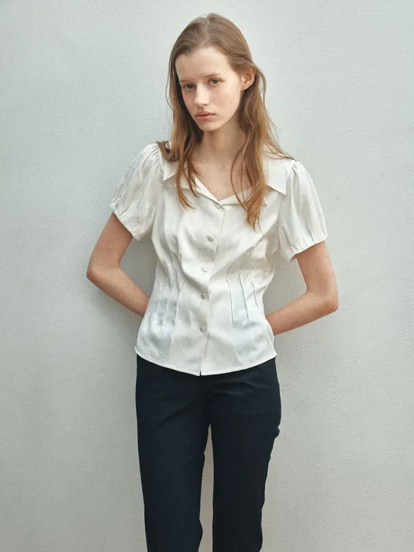 TIS JACQUARD PUFF BLOUSE_IVORY