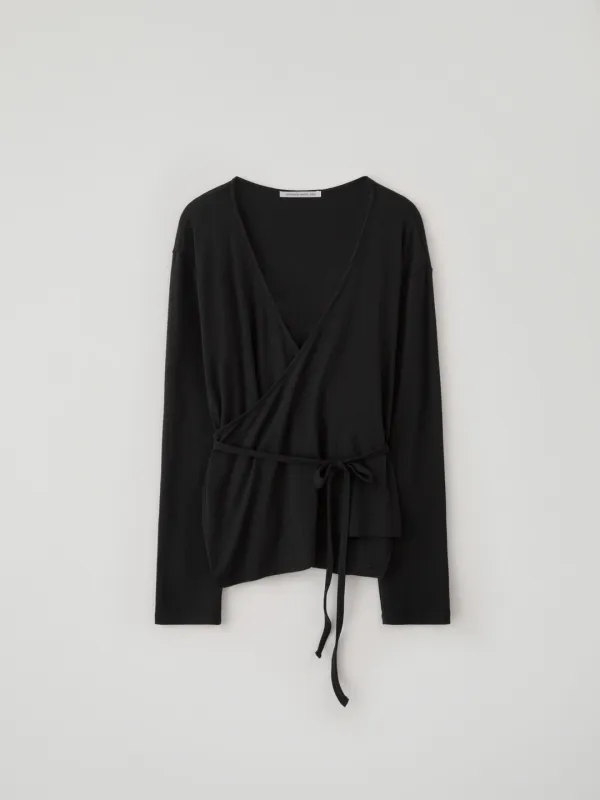 Draped Wrap Cardigan(Black)