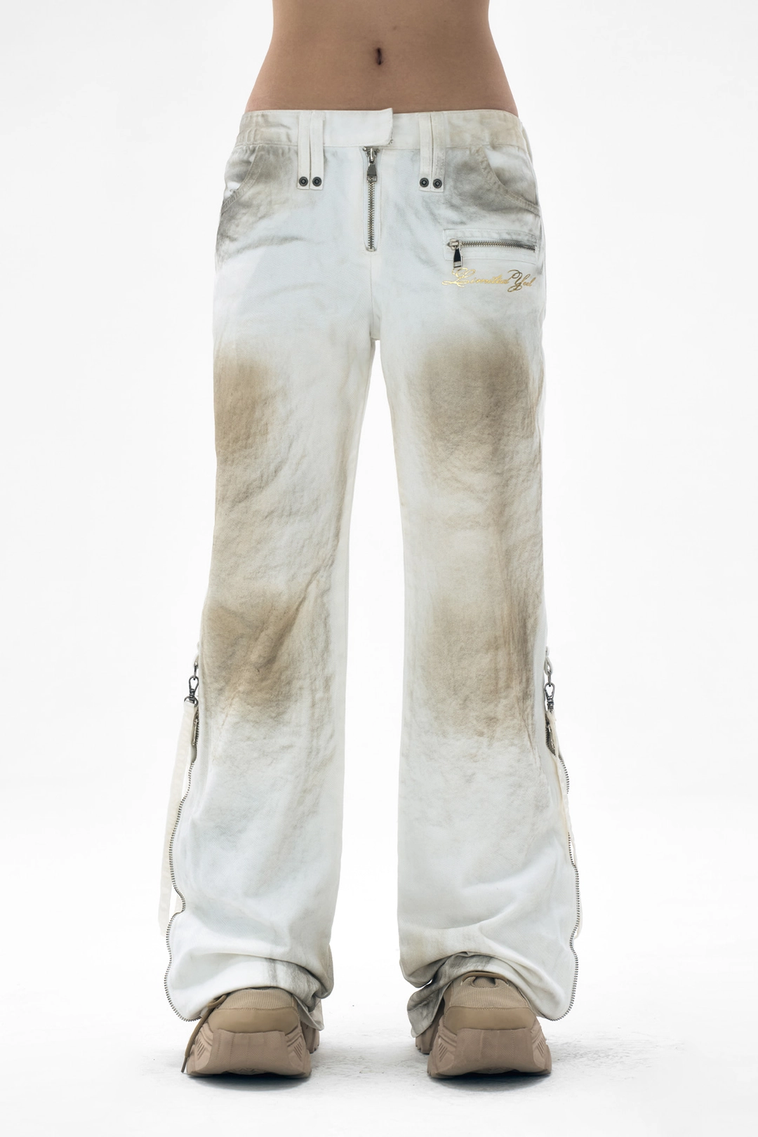 와이이이엘 DIRTY WASHED ZIPPER PANTS WHITE 상품 이미지 2