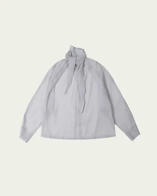 (2차) Raphia Sheer Blouse - Gray