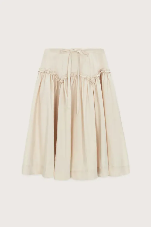 Frill Midi Skirt (Young Beige)