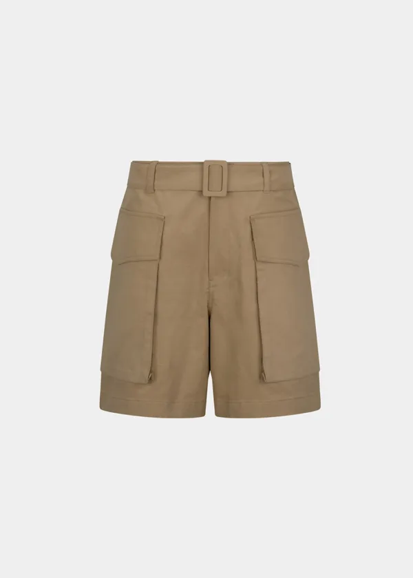 W MILITARY BELTED SHORTS - BEIGE