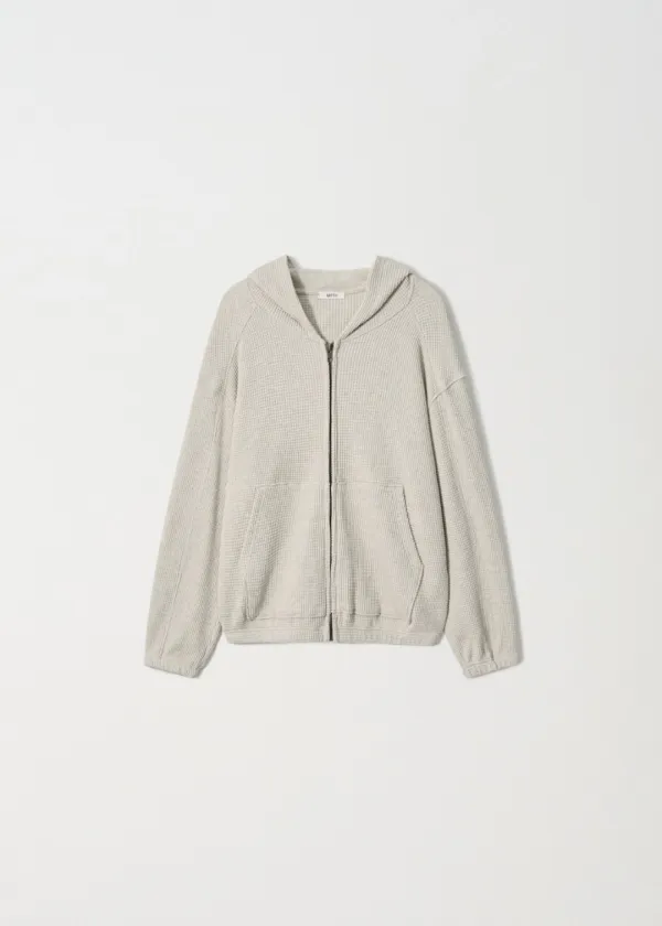 Waffle Hood Zip-Up_Oatmeal