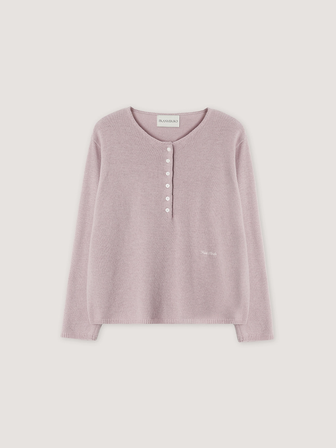 프랑메리코 [2nd] Loner Cashmere Henley Knit - Fog Pink 상품 이미지 1