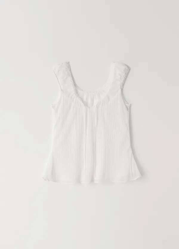 2ND Eden Pleated Blouse(White)