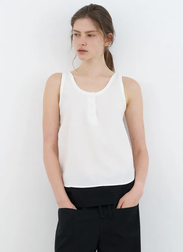 Elke Seersucker Sleeveless (Ivory)