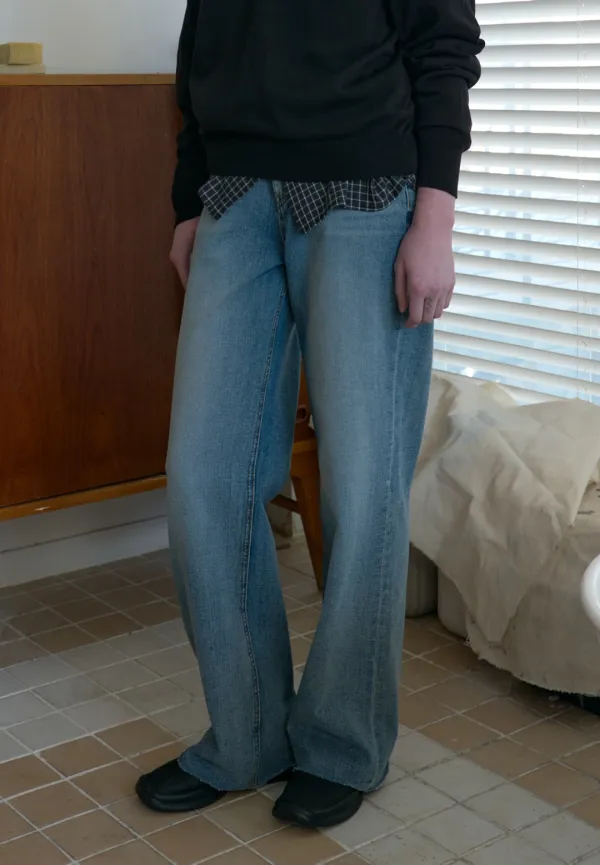 Vintage washing denim pants (blue)