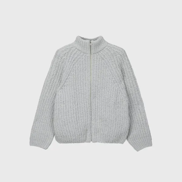 Volume zip up cardigan (dark gray / light gray / ivory)