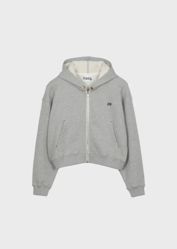 8th) a zip-up hoodie (grey)