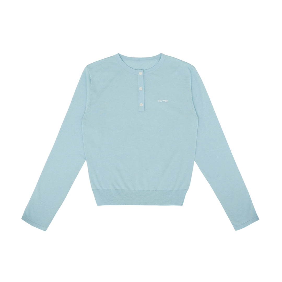 피브비 [2차] Henley Knit Top (mist blue) 상품 이미지 1