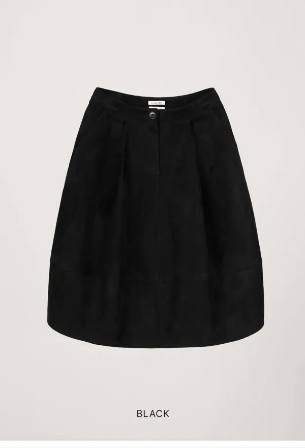 VOLUME SUEDE SKIRT_BLACK