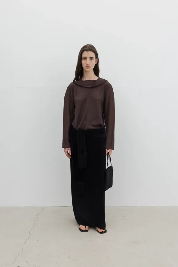 [3rd] Brushed Velvet Jersey Skirt (Ivory / Gray / Brown / Black)