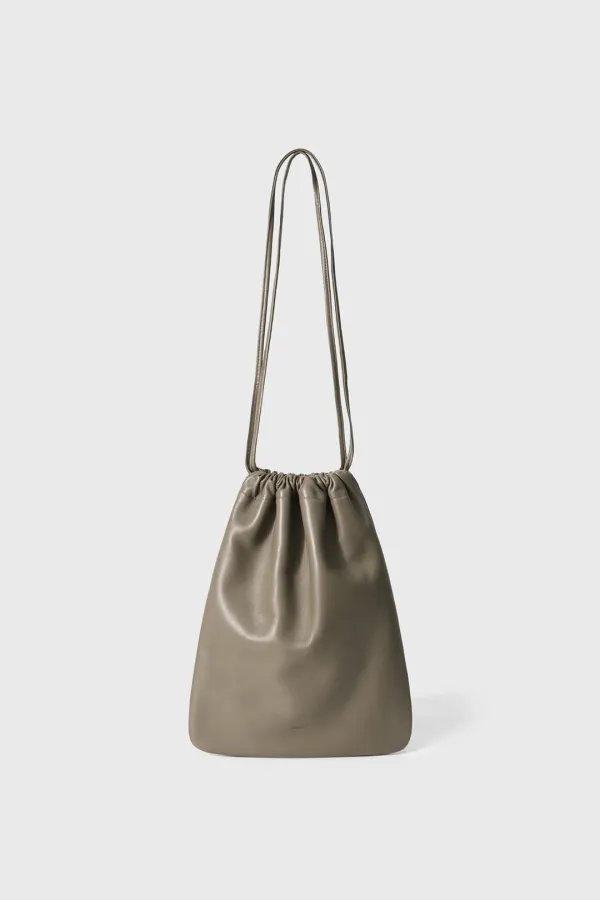 [Exclusive] Leather String Bag (Khaki / Black)