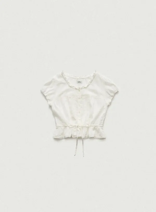 Fiona Lace Trim Blouse_Ivory
